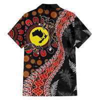 Aotearoa and Australia Family Matching Off The Shoulder Long Sleeve Dress and Hawaiian Shirt Maori Koru Ferns With Aboriginal Kangaroo LT03 - Polynesian Pride