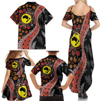 Aotearoa and Australia Family Matching Summer Maxi Dress and Hawaiian Shirt Maori Koru Ferns With Aboriginal Kangaroo LT03 - Polynesian Pride