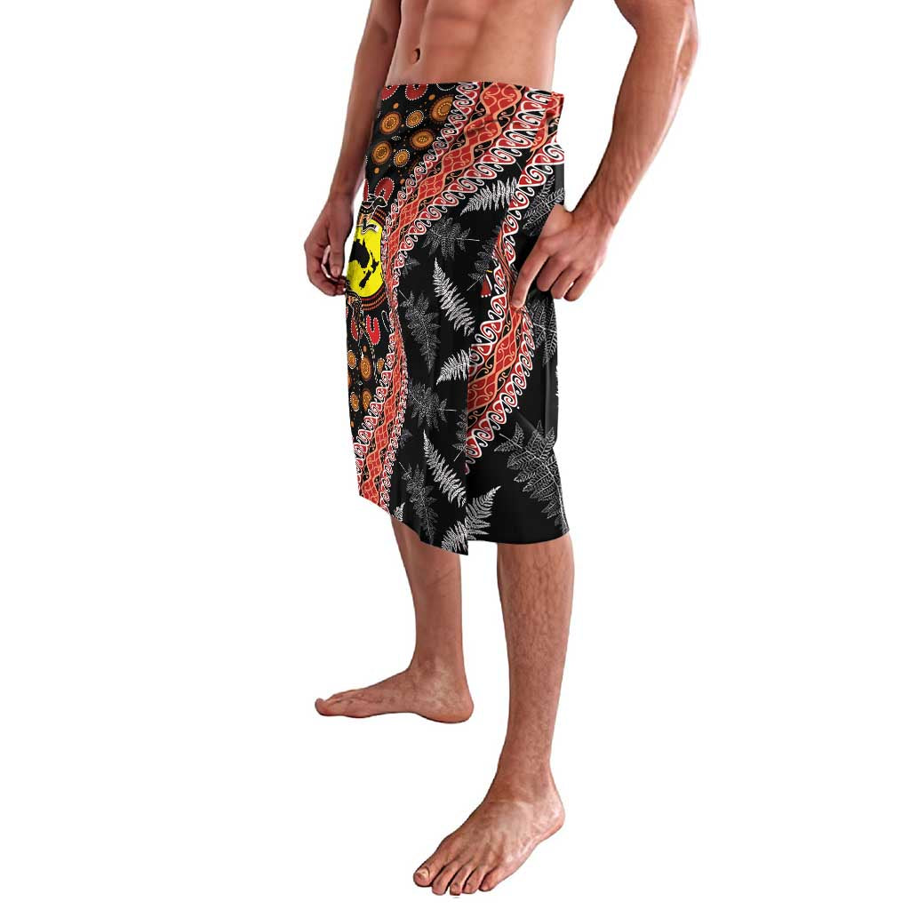Aotearoa and Australia Lavalava Maori Koru Ferns With Aboriginal Kangaroo LT03 - Polynesian Pride