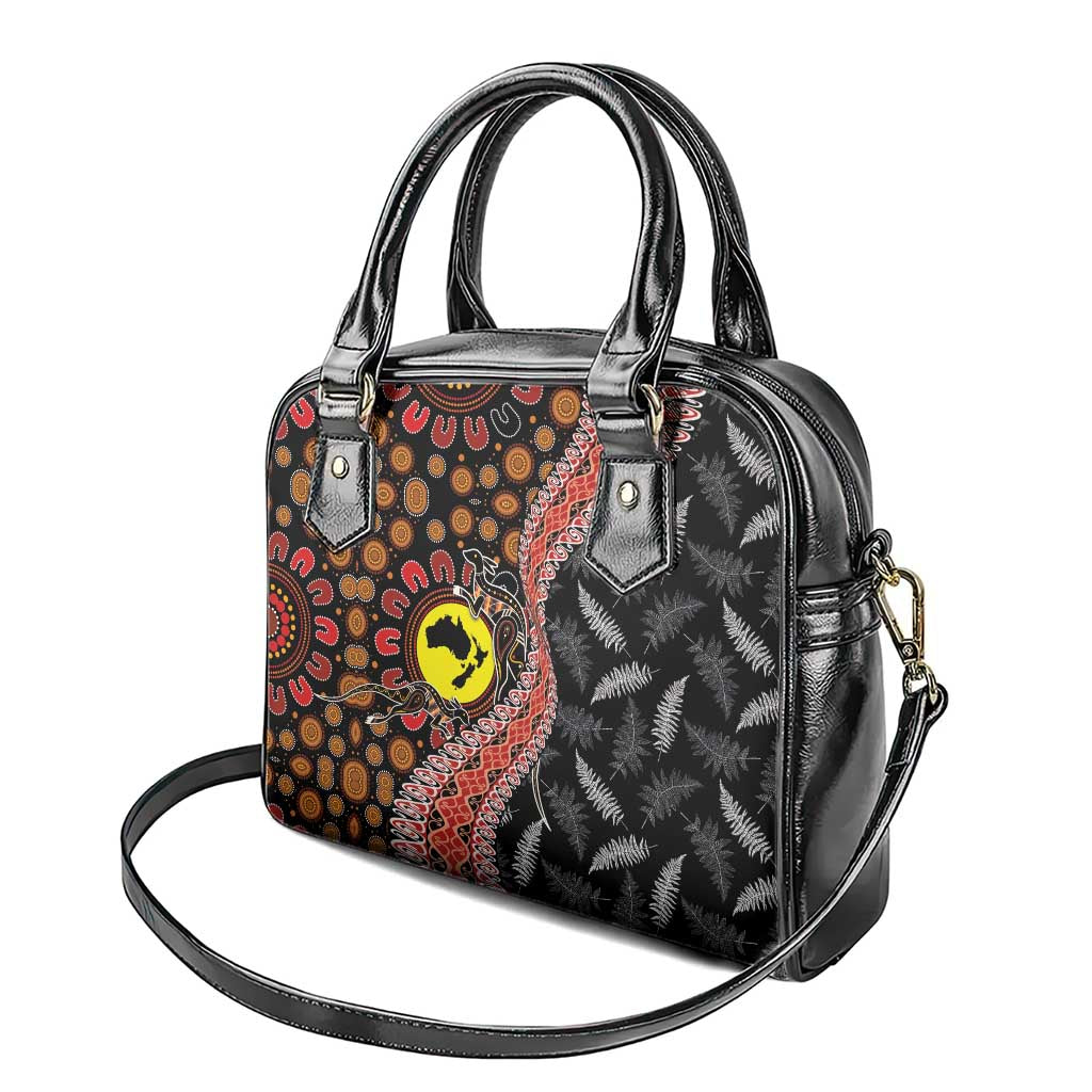Aotearoa and Australia Shoulder Handbag Maori Koru Ferns With Aboriginal Kangaroo LT03 - Polynesian Pride