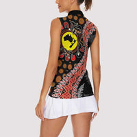 Aotearoa and Australia Women Sleeveless Polo Shirt Maori Koru Ferns With Aboriginal Kangaroo LT03 - Polynesian Pride