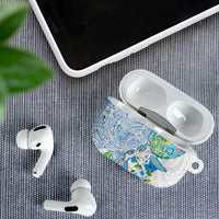 Hawaiian Couple Turtles Honi AirPods Case Polynesian Art Motifs and Hibiscus White Blue Color LT03 - Polynesian Pride