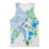 Hawaiian Couple Turtles Honi Basketball Jersey Polynesian Art Motifs and Hibiscus White Blue Color LT03 Unisex White - Polynesian Pride