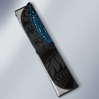Hawaiian Couple Turtles Honi Auto Sun Shade Polynesian Art Motifs and Hibiscus Black Blue Color LT03 - Polynesian Pride