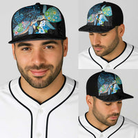 Hawaiian Couple Turtles Honi Baseball Net Cap Polynesian Art Motifs and Hibiscus Black Blue Color LT03 - Polynesian Pride