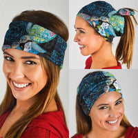 Hawaiian Couple Turtles Honi Neck Gaiter Polynesian Art Motifs and Hibiscus Black Blue Color LT03 - Polynesian Pride