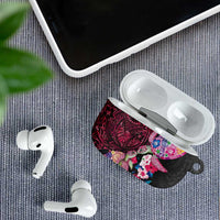 Hawaiian Couple Turtles Honi AirPods Case Polynesian Art Motifs and Hibiscus Black Red Color LT03 - Polynesian Pride