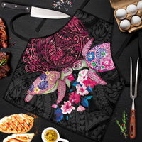 Hawaiian Couple Turtles Honi Apron Polynesian Art Motifs and Hibiscus Black Red Color LT03 Black - Polynesian Pride