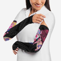 Hawaiian Couple Turtles Honi Arm Sleeves Polynesian Art Motifs and Hibiscus Black Red Color LT03 - Polynesian Pride