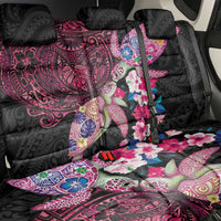 Hawaiian Couple Turtles Honi Back Car Seat Cover Polynesian Art Motifs and Hibiscus Black Red Color LT03 - Polynesian Pride