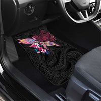 Hawaiian Couple Turtles Honi Car Mats Polynesian Art Motifs and Hibiscus Black Red Color LT03 - Polynesian Pride