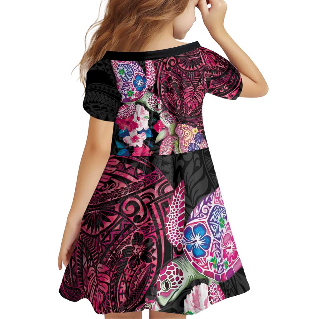 Hawaiian Couple Turtles Honi Family Matching Mermaid Dress and Hawaiian Shirt Polynesian Art Motifs and Hibiscus Black Red Color LT03 - Polynesian Pride