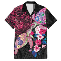 Hawaiian Couple Turtles Honi Hawaiian Shirt Polynesian Art Motifs and Hibiscus Black Red Color LT03 Black - Polynesian Pride