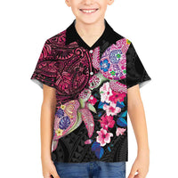 Hawaiian Couple Turtles Honi Hawaiian Shirt Polynesian Art Motifs and Hibiscus Black Red Color LT03 - Polynesian Pride