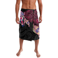 Hawaiian Couple Turtles Honi Lavalava Polynesian Art Motifs and Hibiscus Black Red Color LT03 Black - Polynesian Pride