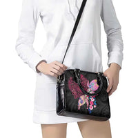 Hawaiian Couple Turtles Honi Shoulder Handbag Polynesian Art Motifs and Hibiscus Black Red Color LT03 - Polynesian Pride