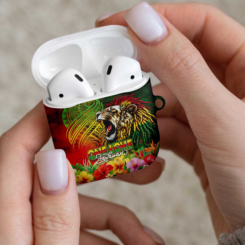 Hawaiian Reggae AirPods Case Jawaiian One Love-Tribal Tatoos and Rastafari Lion - Polynesian Pride