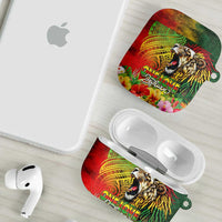 Hawaiian Reggae AirPods Case Jawaiian One Love-Tribal Tatoos and Rastafari Lion - Polynesian Pride
