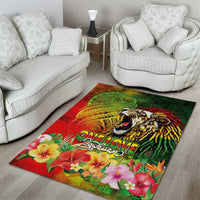 Hawaiian Reggae Area Rug Jawaiian One Love-Tribal Tatoos and Rastafari Lion LT03 - Polynesian Pride