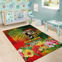 Hawaiian Reggae Area Rug Jawaiian One Love-Tribal Tatoos and Rastafari Lion LT03 - Polynesian Pride
