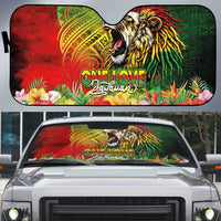 Hawaiian Reggae Auto Sun Shade Jawaiian One Love-Tribal Tatoos and Rastafari Lion LT03 Multicolor - Polynesian Pride