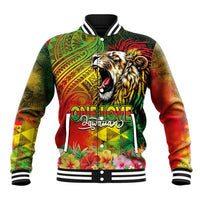 Hawaiian Reggae Baseball Jacket Jawaiian One Love-Tribal Tatoos and Rastafari Lion LT03 Unisex Multicolor - Polynesian Pride