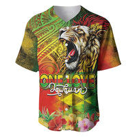 Hawaiian Reggae Baseball Jersey Jawaiian One Love-Tribal Tatoos and Rastafari Lion LT03 Multicolor - Polynesian Pride