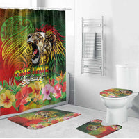 Hawaiian Reggae Bathroom Set Jawaiian One Love-Tribal Tatoos and Rastafari Lion LT03 Bathroom Set (4 pcs) Multicolor - Polynesian Pride