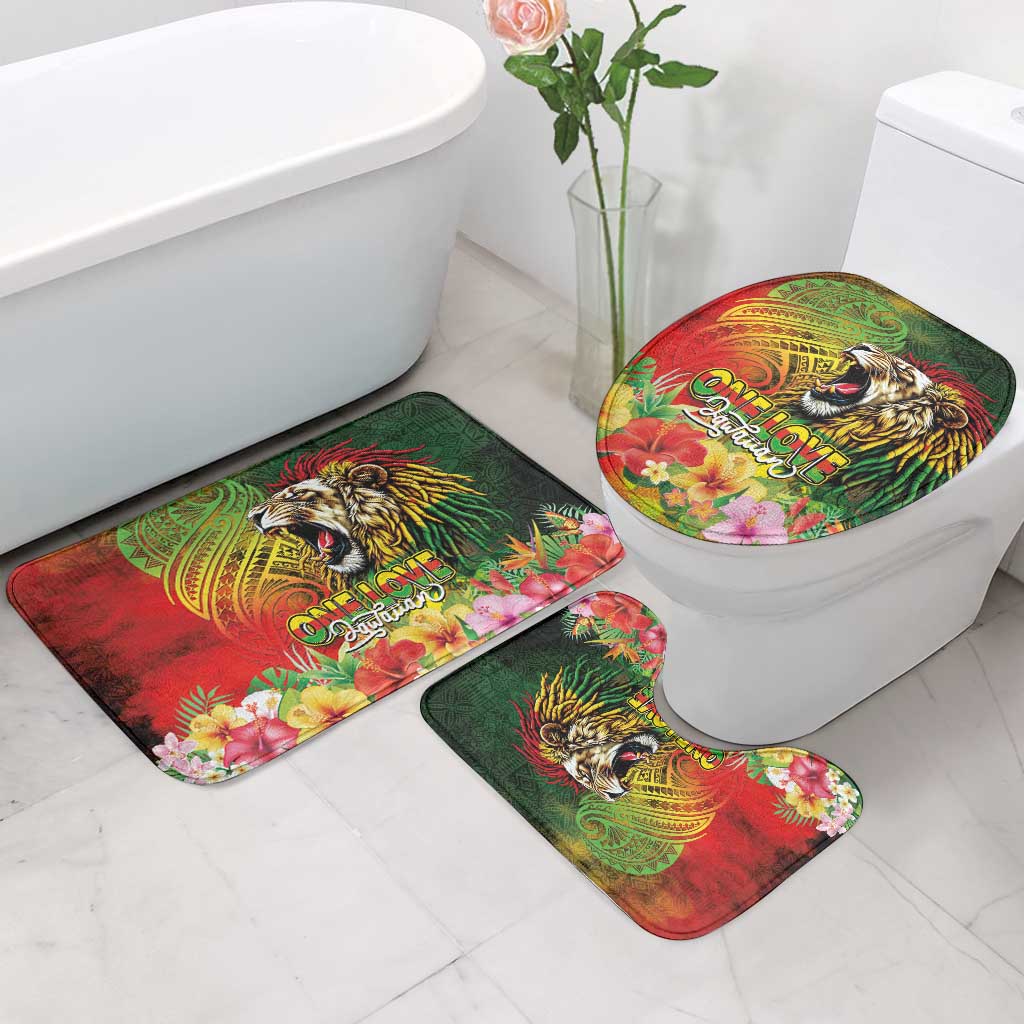 Hawaiian Reggae Bathroom Set Jawaiian One Love-Tribal Tatoos and Rastafari Lion LT03 - Polynesian Pride