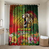 Hawaiian Reggae Bathroom Set Jawaiian One Love-Tribal Tatoos and Rastafari Lion LT03 Shower Curtain Only Multicolor - Polynesian Pride