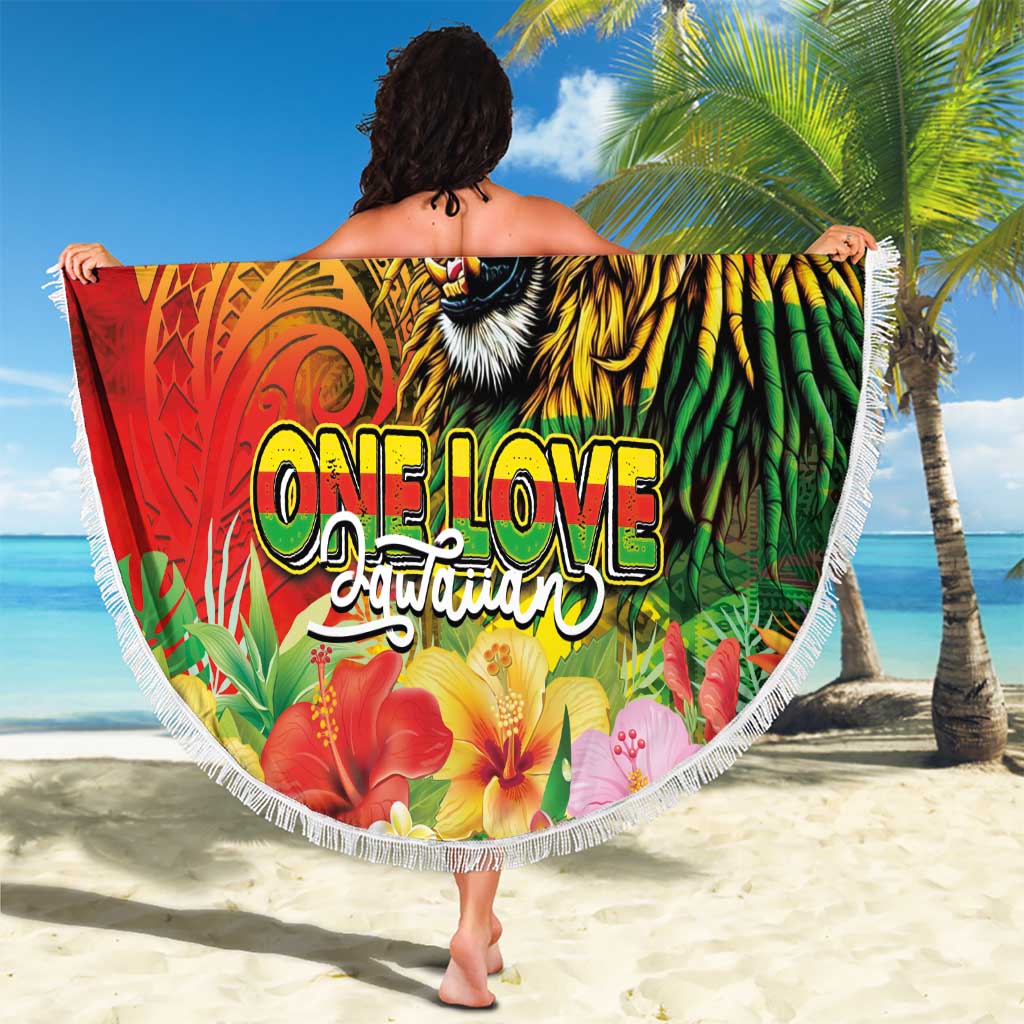 Hawaiian Reggae Beach Blanket Jawaiian One Love-Tribal Tatoos and Rastafari Lion LT03 - Polynesian Pride
