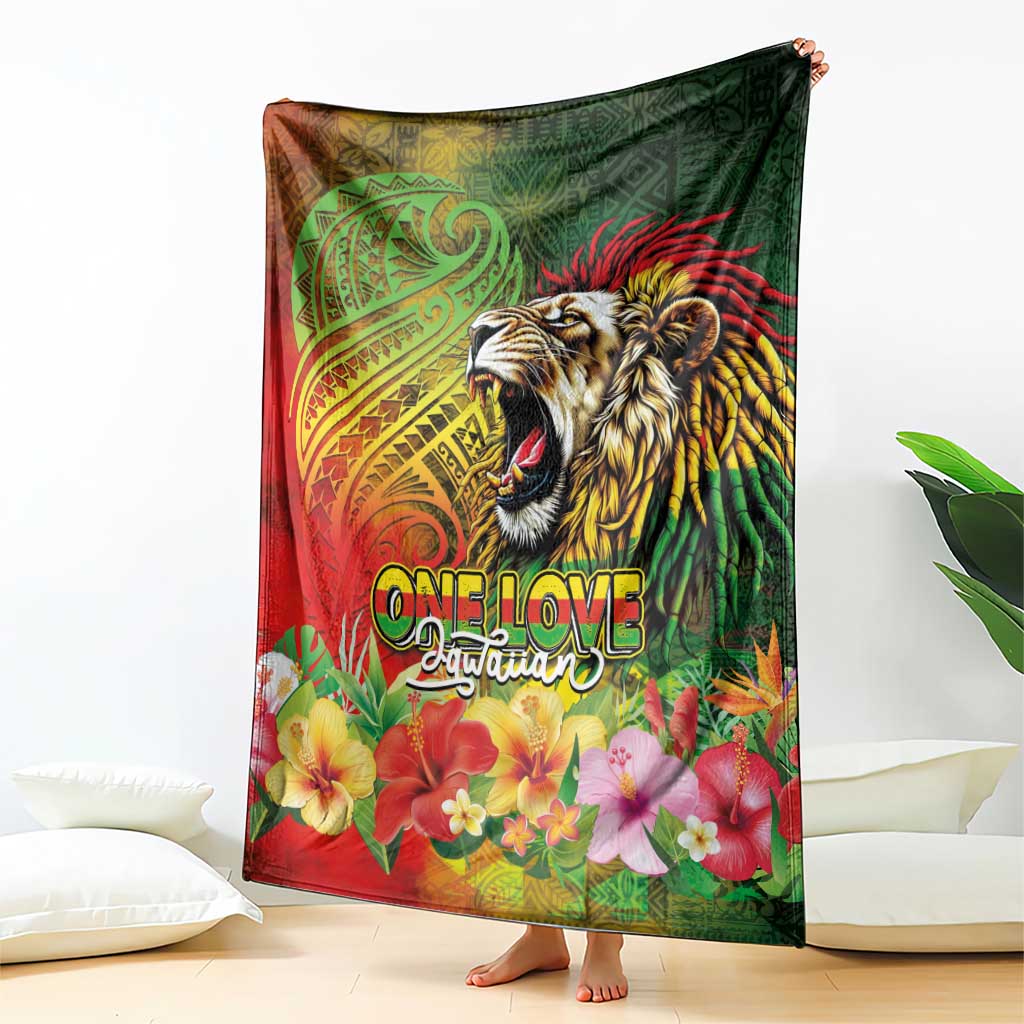 Hawaiian Reggae Blanket Jawaiian One Love-Tribal Tatoos and Rastafari Lion LT03 - Polynesian Pride