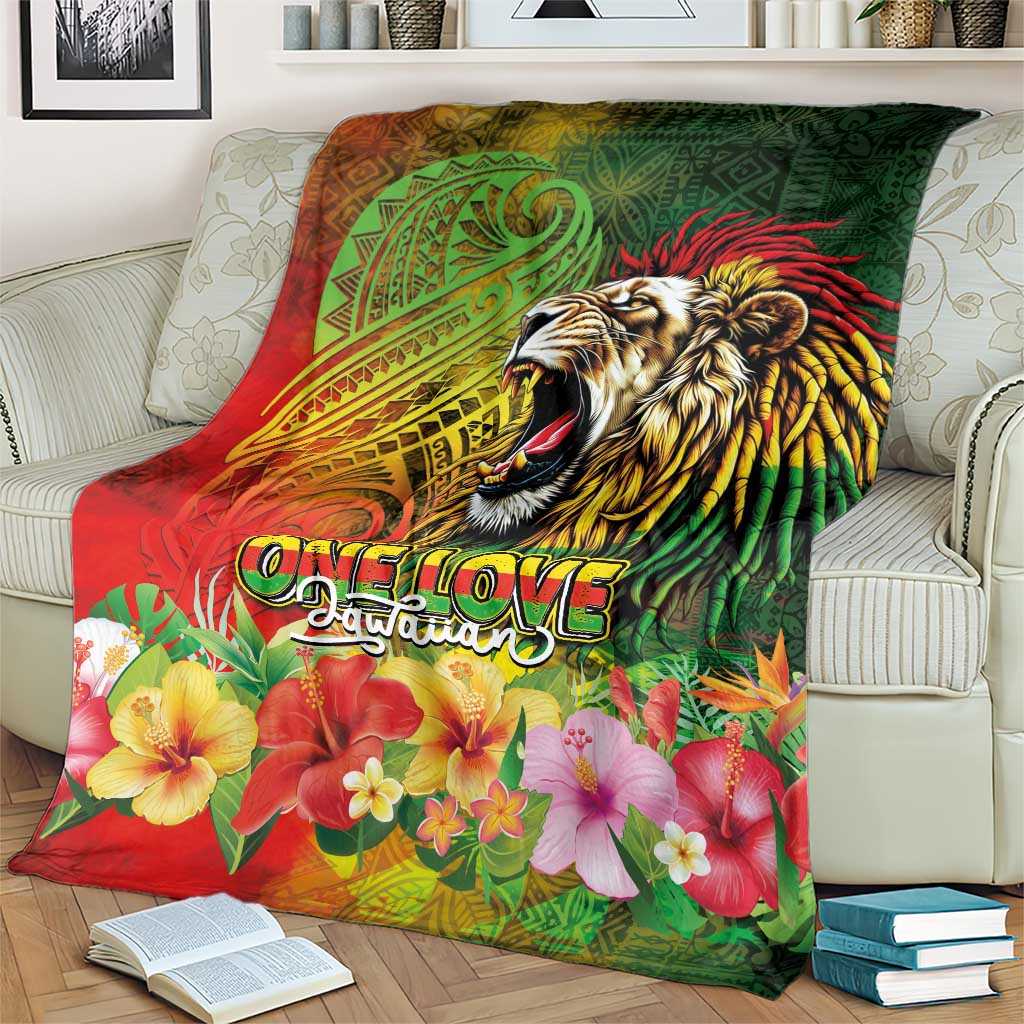 Hawaiian Reggae Blanket Jawaiian One Love-Tribal Tatoos and Rastafari Lion LT03 - Polynesian Pride