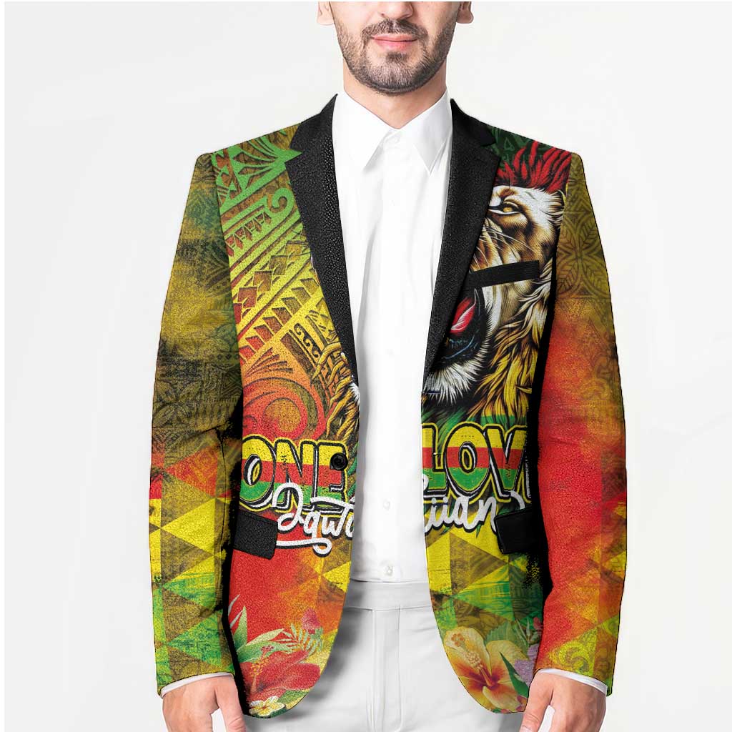 Hawaiian Reggae Blazer Jawaiian One Love-Tribal Tatoos and Rastafari Lion LT03 - Polynesian Pride