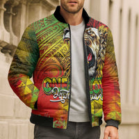 Hawaiian Reggae Bomber Puffer Jacket Jawaiian One Love-Tribal Tatoos and Rastafari Lion LT03 - Polynesian Pride
