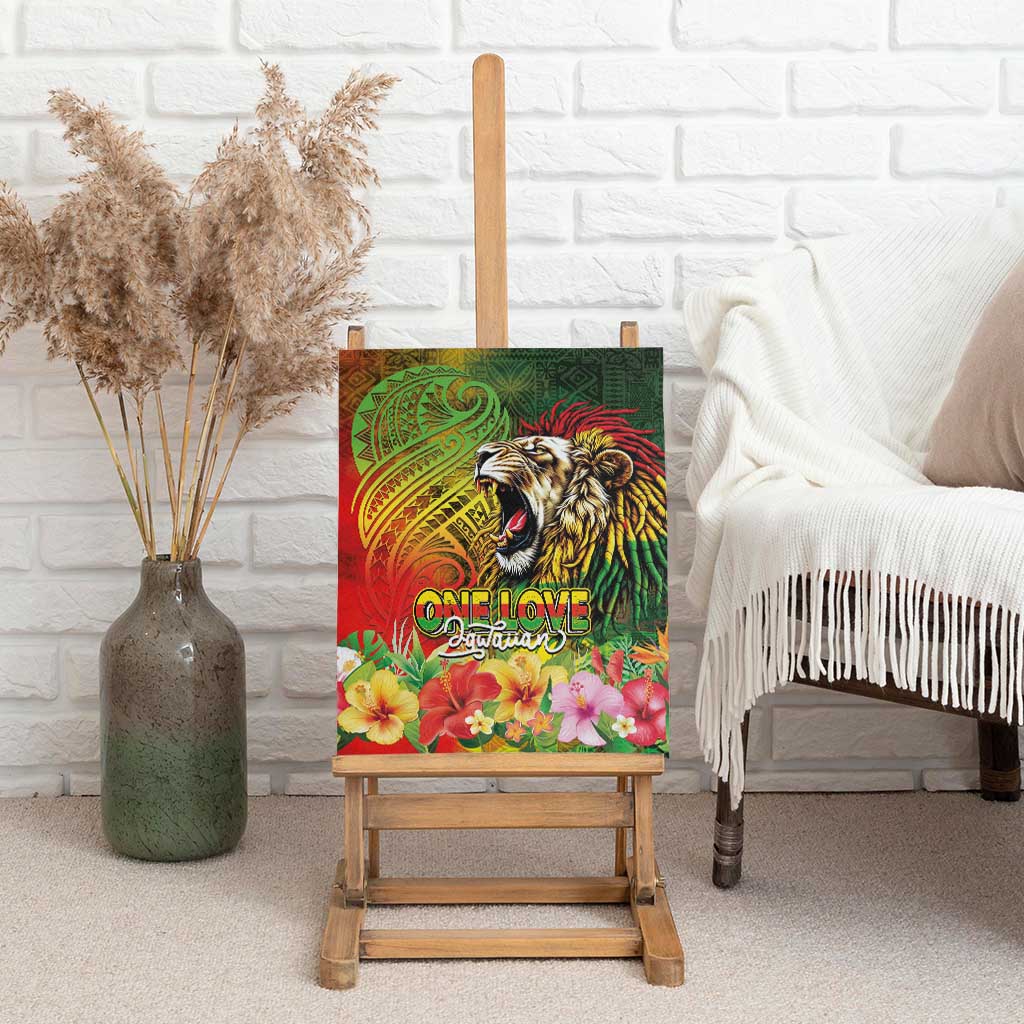 Hawaiian Reggae Canvas Wall Art Jawaiian One Love-Tribal Tatoos and Rastafari Lion LT03 - Polynesian Pride