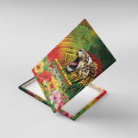 Hawaiian Reggae Canvas Wall Art Jawaiian One Love-Tribal Tatoos and Rastafari Lion LT03 With Frame Multicolor - Polynesian Pride