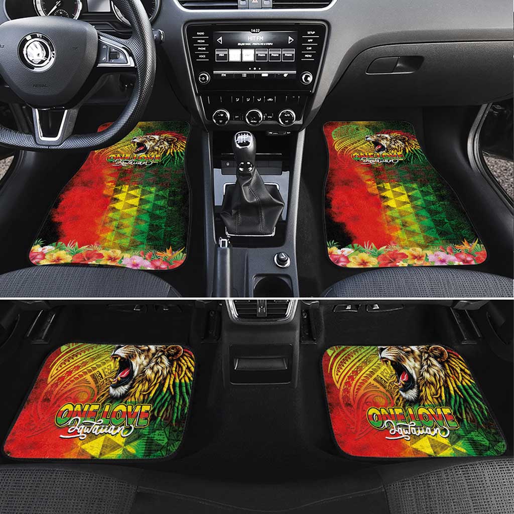 Hawaiian Reggae Car Mats Jawaiian One Love-Tribal Tatoos and Rastafari Lion LT03 Set 4pcs Multicolor - Polynesian Pride