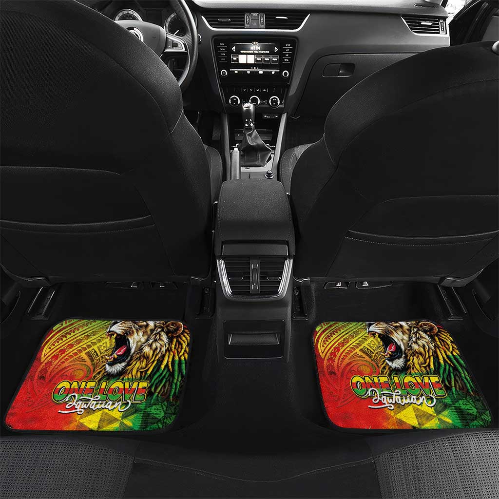 Hawaiian Reggae Car Mats Jawaiian One Love-Tribal Tatoos and Rastafari Lion LT03 Set 2pcs - Back Multicolor - Polynesian Pride