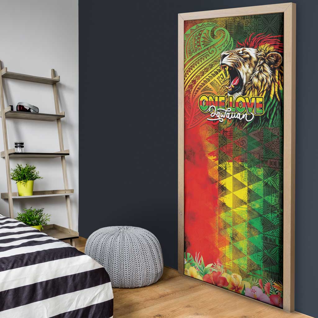 Hawaiian Reggae Door Cover Jawaiian One Love-Tribal Tatoos and Rastafari Lion LT03 - Polynesian Pride
