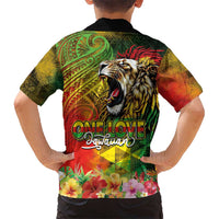 Hawaiian Reggae Family Matching Mermaid Dress and Hawaiian Shirt Jawaiian One Love-Tribal Tatoos and Rastafari Lion LT03 - Polynesian Pride