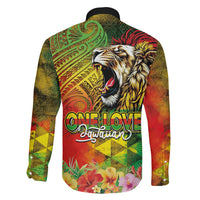 Hawaiian Reggae Family Matching Off Shoulder Maxi Dress and Hawaiian Shirt Jawaiian One Love-Tribal Tatoos and Rastafari Lion LT03 - Polynesian Pride