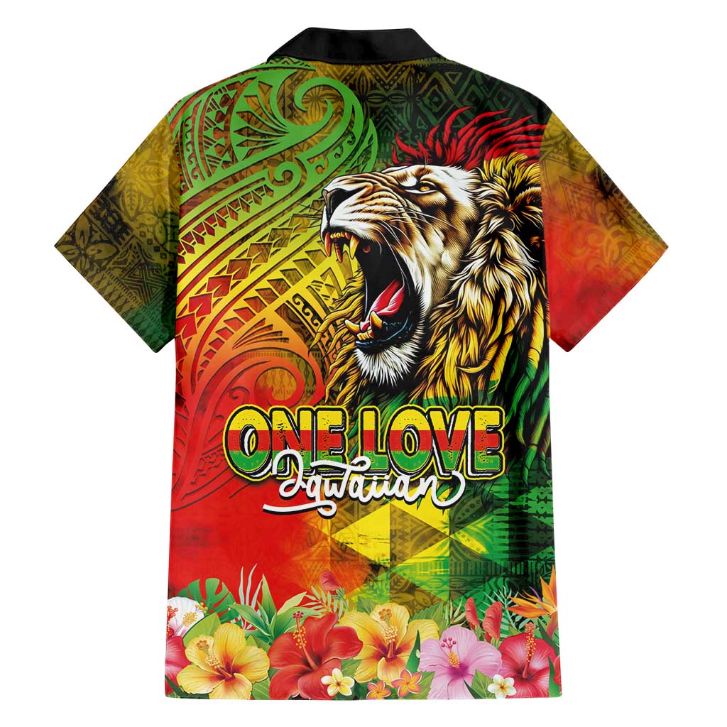 Hawaiian Reggae Family Matching Puletasi and Hawaiian Shirt Jawaiian One Love-Tribal Tatoos and Rastafari Lion LT03 - Polynesian Pride