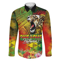 Hawaiian Reggae Family Matching Puletasi and Hawaiian Shirt Jawaiian One Love-Tribal Tatoos and Rastafari Lion LT03 Dad's Shirt - Long Sleeve Multicolor - Polynesian Pride