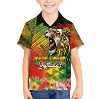 Hawaiian Reggae Family Matching Puletasi and Hawaiian Shirt Jawaiian One Love-Tribal Tatoos and Rastafari Lion LT03 Son's Shirt Multicolor - Polynesian Pride