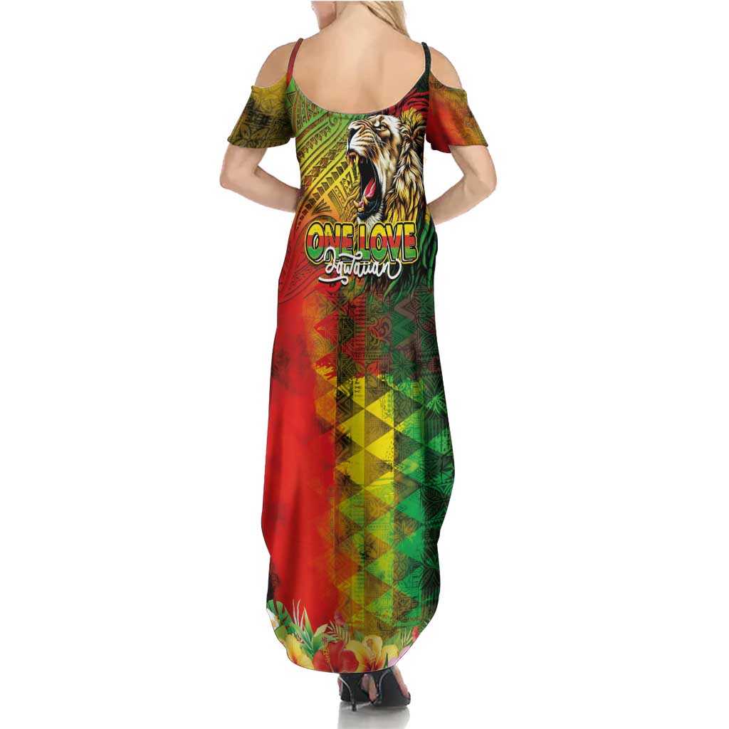 Hawaiian Reggae Family Matching Summer Maxi Dress and Hawaiian Shirt Jawaiian One Love-Tribal Tatoos and Rastafari Lion LT03 - Polynesian Pride