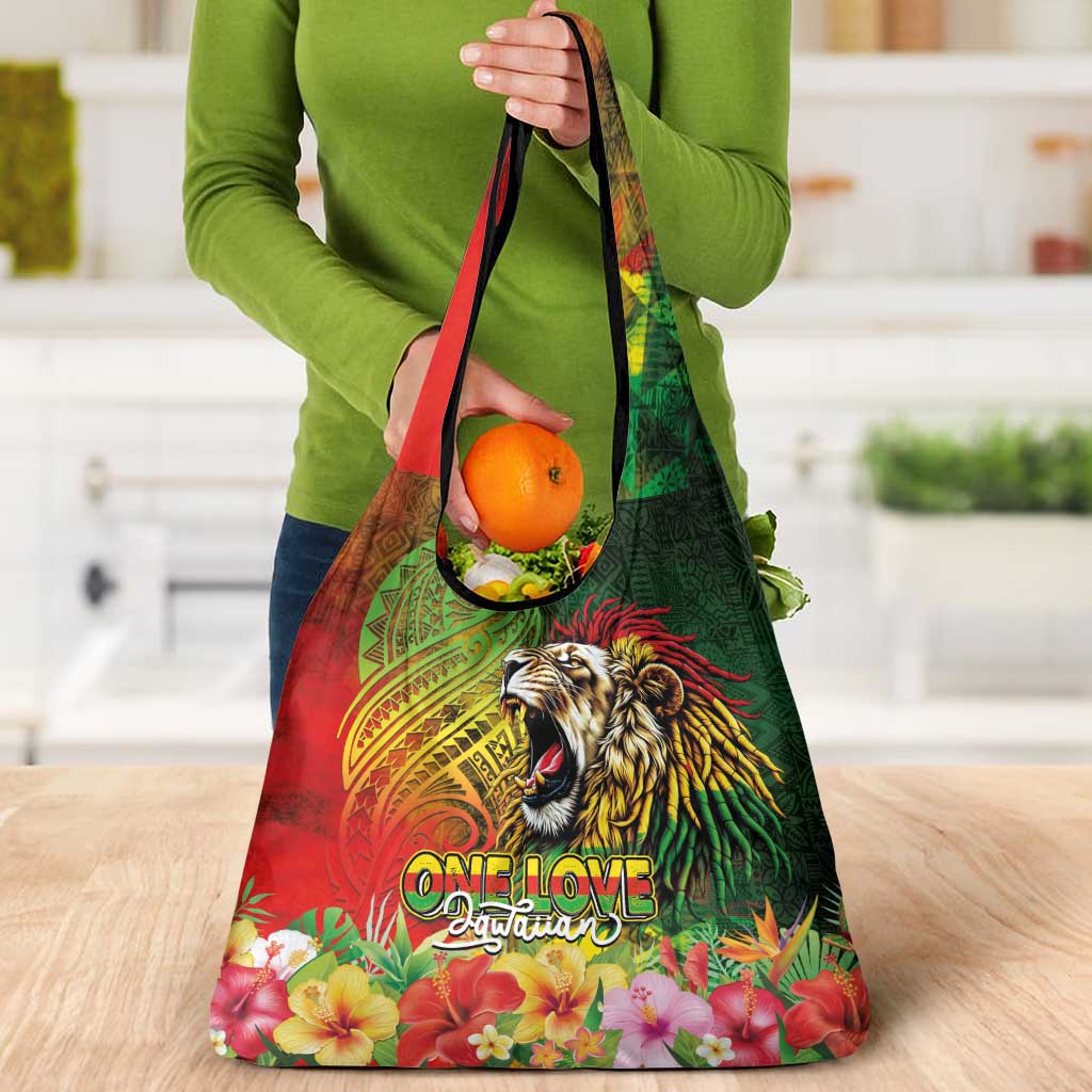 Hawaiian Reggae Grocery Bag Jawaiian One Love-Tribal Tatoos and Rastafari Lion LT03 - Polynesian Pride