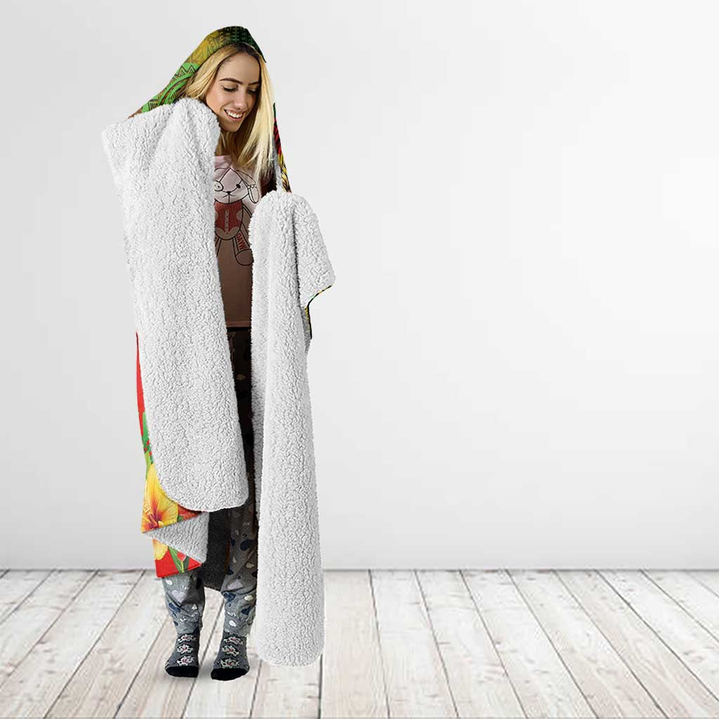 Hawaiian Reggae Hooded Blanket Jawaiian One Love-Tribal Tatoos and Rastafari Lion LT03 - Polynesian Pride