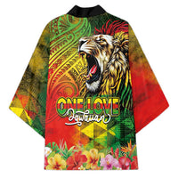 Hawaiian Reggae Kimono Jawaiian One Love-Tribal Tatoos and Rastafari Lion LT03 - Polynesian Pride
