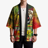 Hawaiian Reggae Kimono Jawaiian One Love-Tribal Tatoos and Rastafari Lion LT03 - Polynesian Pride